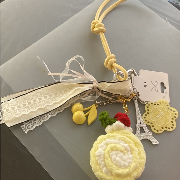 Accessories - Yellow and White Swirl Keychain Purse Charm